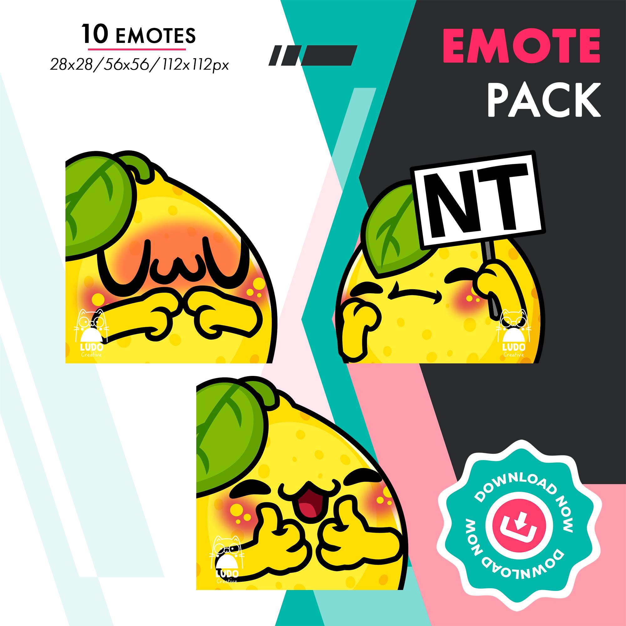 Lemon Emotes Lemon Emote Bundle, 10 Cute Twitch Food Hype, Heart, Lurk Still Emote ...