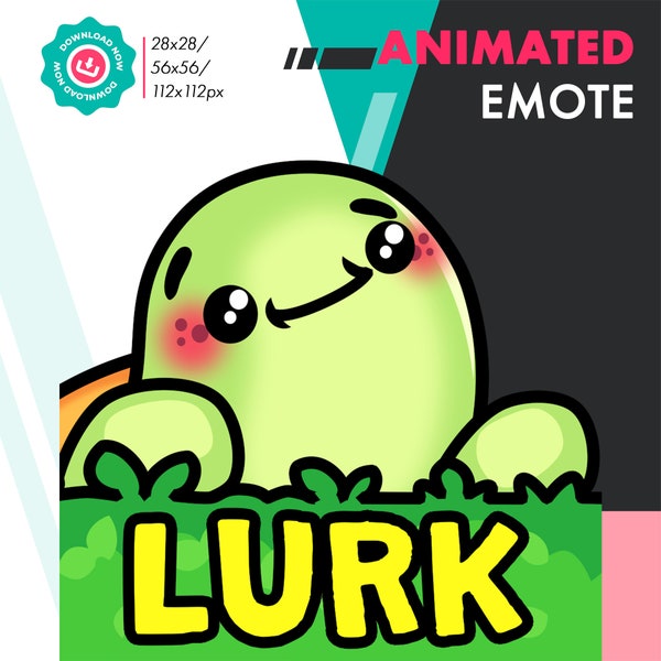 Animated Lurk Emote, Cute Turtle Hide Emote For Twitch Youtube Discord Streamers