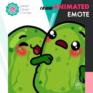 Animated Pickle Hug Emote, Cute Cucumber Love Emote For Twitch Youtube Discord Kick Streamers