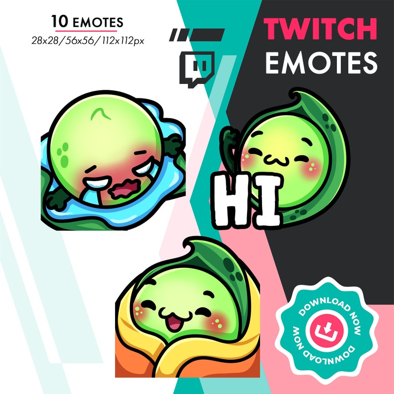 Twitch Pea Emote Pack Cute Peas Sip Cozy Blanket Rip Raid Etsy