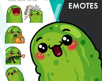 Animierte Pickle Emotes Pack, 5 süßes Pickle Wiggle, Steer, Aim Emote Set für Twitch Streamer