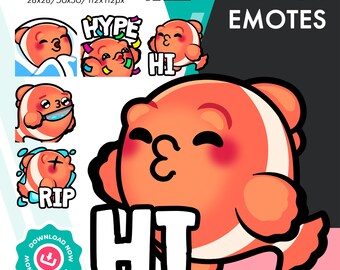 Paquete de emotes de pez payaso para Twitch, 5 adorables peces desgarrados, conjunto de emotes de animación para streamers