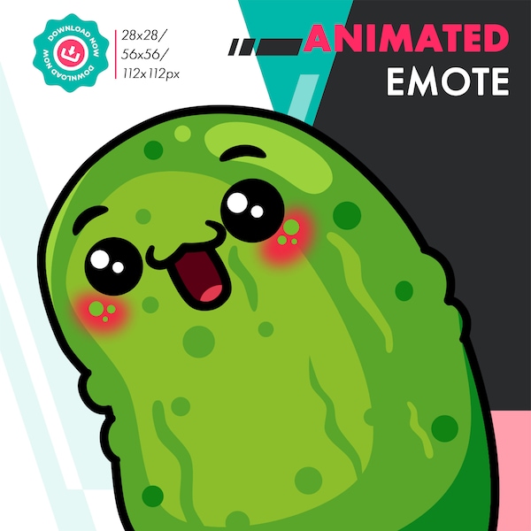 Animated Bobble Emote, Cute Pickle Wiggle Emote For Twitch Youtube Discord Kick Streamers