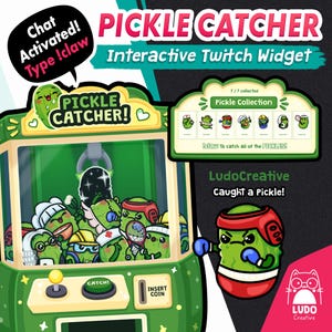 Interactieve Twitch-widget, StreamElements-chatspel, Pickle Catcher-grijpmachine, chatgeactiveerd