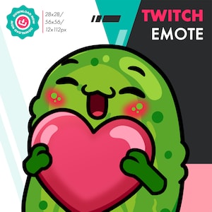 Twitch Pickle Heart Emote, Cute Pickle Love Emote for Twitch, Youtube, Discord, Kick Streamers