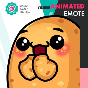 Animowana emotka klaskania ziemniaka, słodka emotka ziemniaka dla Twitch Youtube Discord Kick Streamers