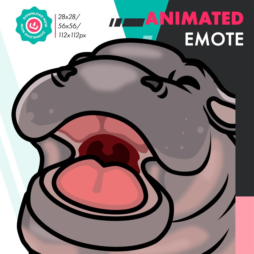 Animated Hippo Rage Emote, Animated Hippopotamus OMG Emote for Twitch ...