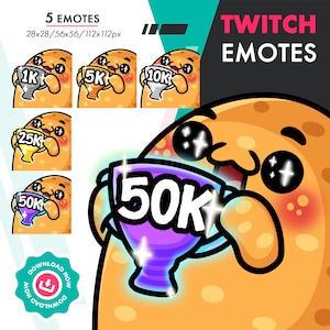 Potato Emote Pack, Cute 5 Potato Trophy Bit, Tier Emote Set for Twitch Streamers
