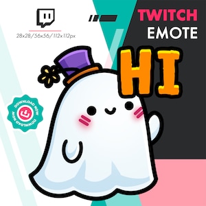 Twitch Spooky Ghost Emote | Cute Ghost Hi Emote for Twitch Youtube Discord Streamers