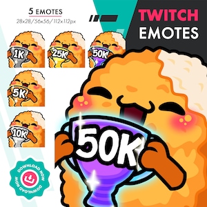 Nugget-emotepakket, schattige trofee voor gebakken kip met 5 niveaus, emoteset met niveaus voor twitch-streamers