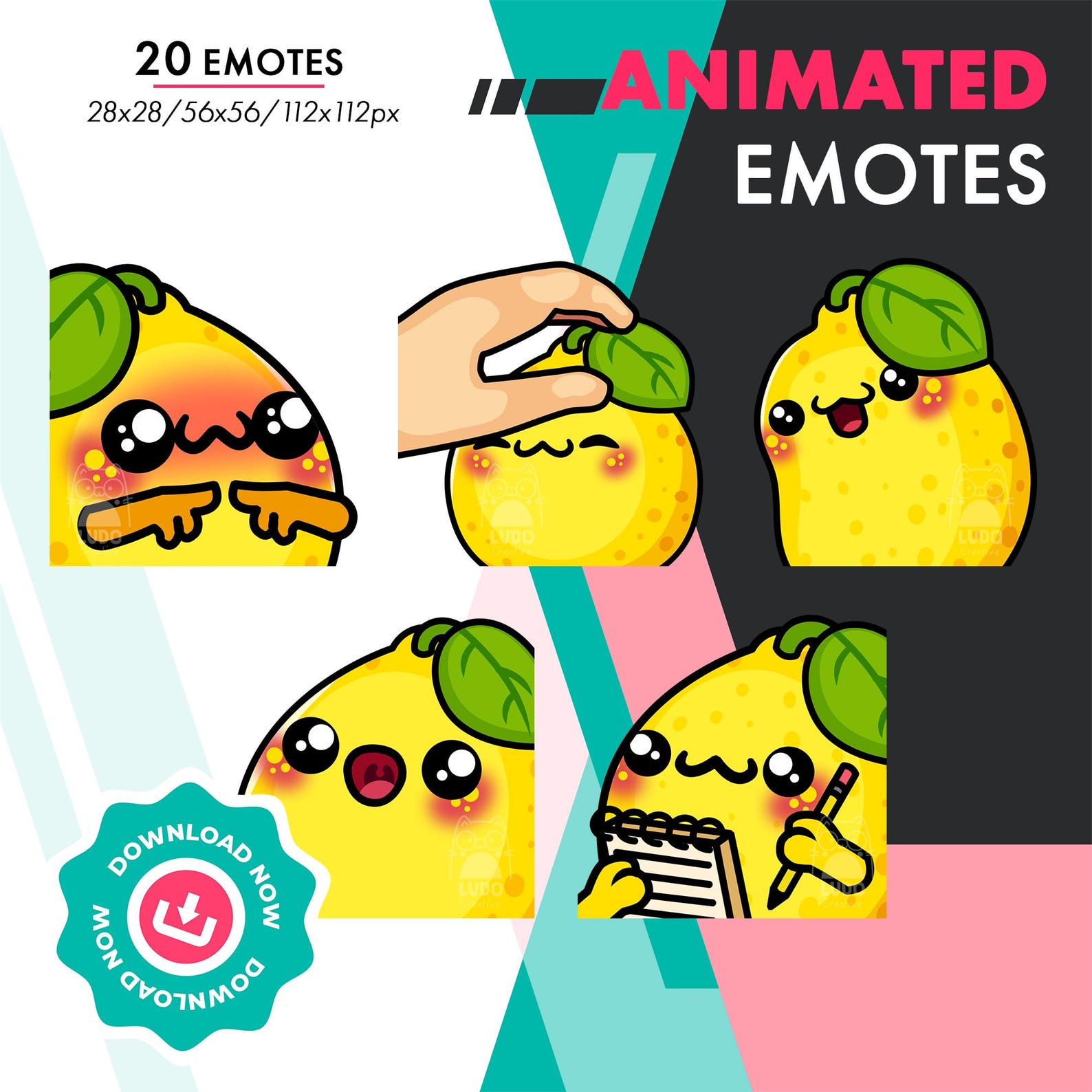 Lemon Emotes Mega Animated Lemon Emotes Pack, 20 Cute Food POP, Raid, Dance Emote ...