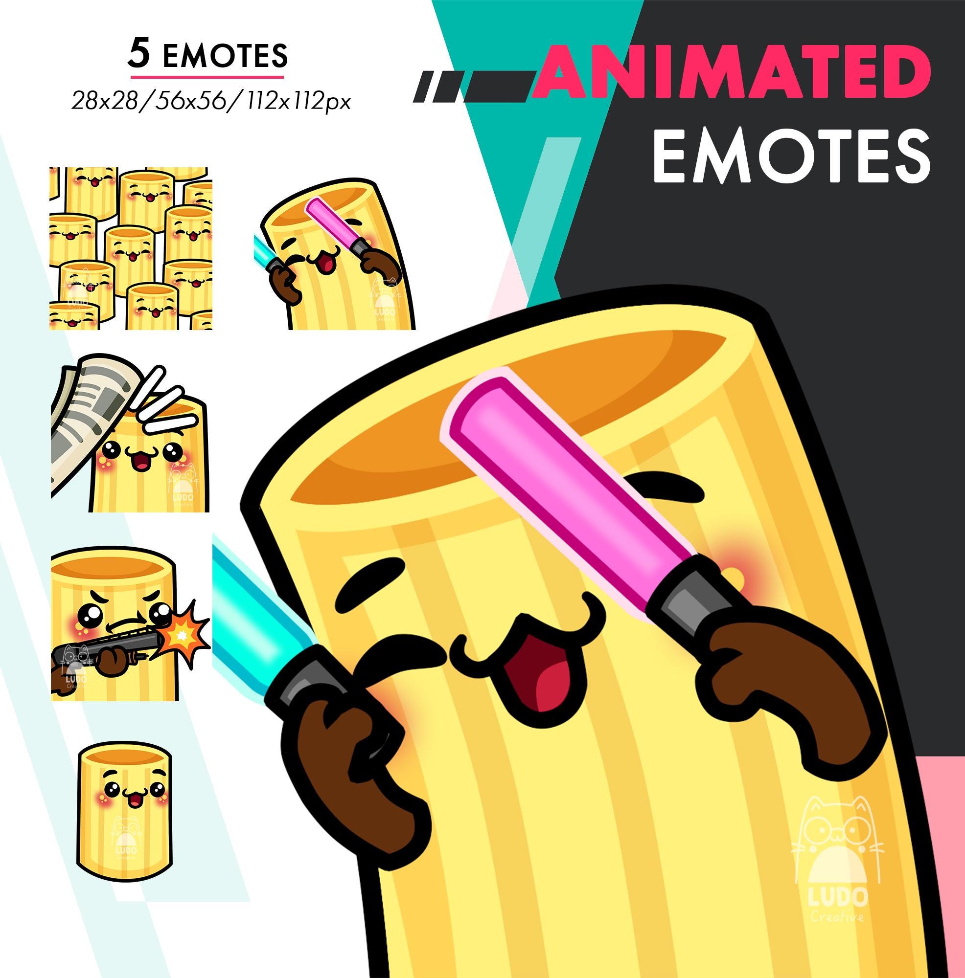 Animated Pasta Emotes Pack 2, 5 Rigatoni Dance, Raid, Bonk GIF Set for ...