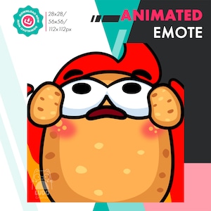 Geanimeerde Potato Elmo Fire-emote, schattige Potato Chaos-emote voor Twitch Youtube Discord Kick-streamers