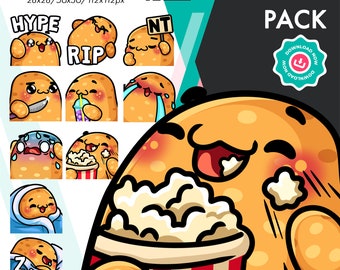 Twitch Potato Emote Pack, 10 Cute Potato Sip, Cozy Blanket, Rip, Hype Emote Set for Streamers