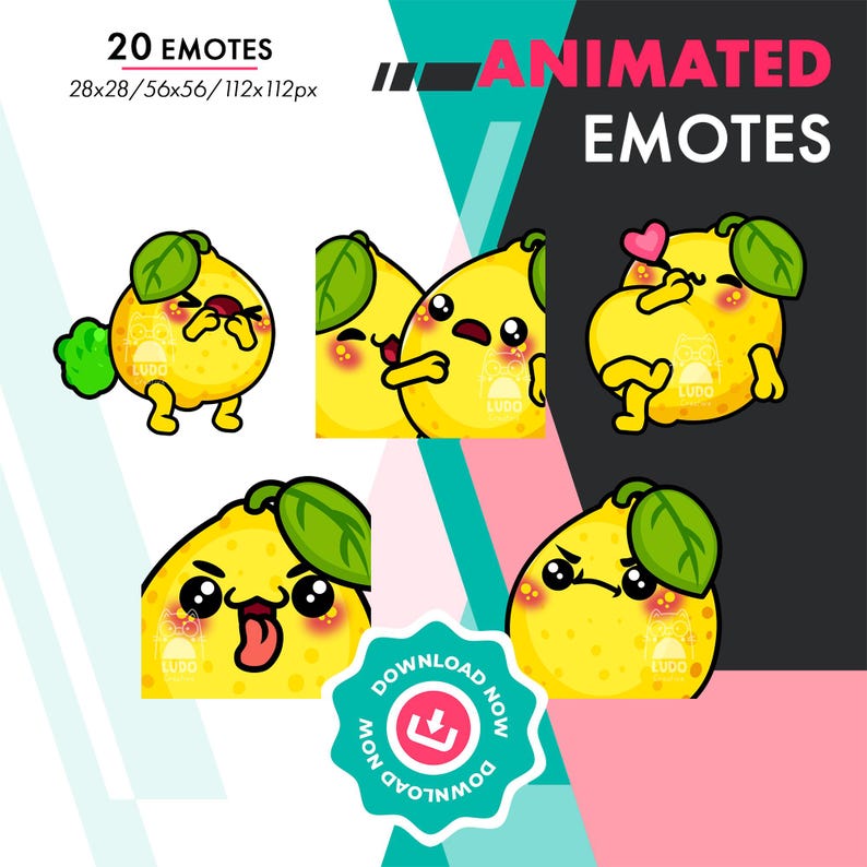 Lemon Emotes Mega Animated Lemon Emotes Pack 2, 20 Fruit Kiss, Leave, Fart GIF Set ...