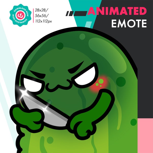 Animated Pickle Emote, Animated Gherkin Knife Emote For Twitch Streamers