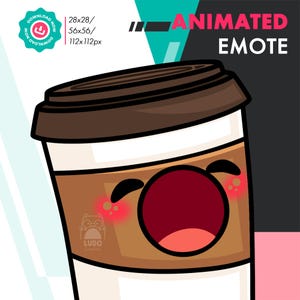 Animated Coffee Pop Emote, Cute Coffee Cup Open Mouth Emote For Twitch Streamers