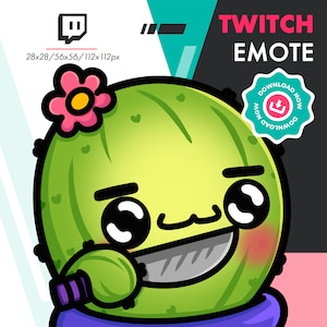 Twitch Cactus Emote | Cute Knife Emote for Twitch Youtube Discord Streamers