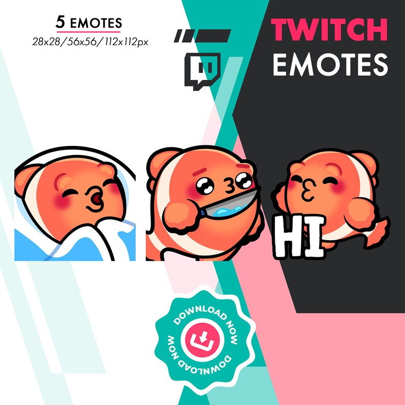 Twitch Clownfish Emote Pack, Cute 5 Fish Rip, Hype Emote Set for ...