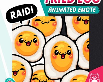 Animated Fried Egg Raid Emote, Kawaii Food GIF for Twitch Streamers