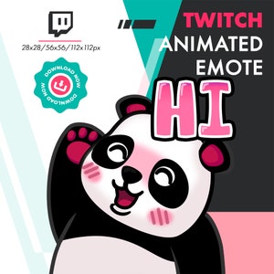 Animated Panda Emote | Cute Panda Hi Emote For Twitch Youtube Discord Streamers