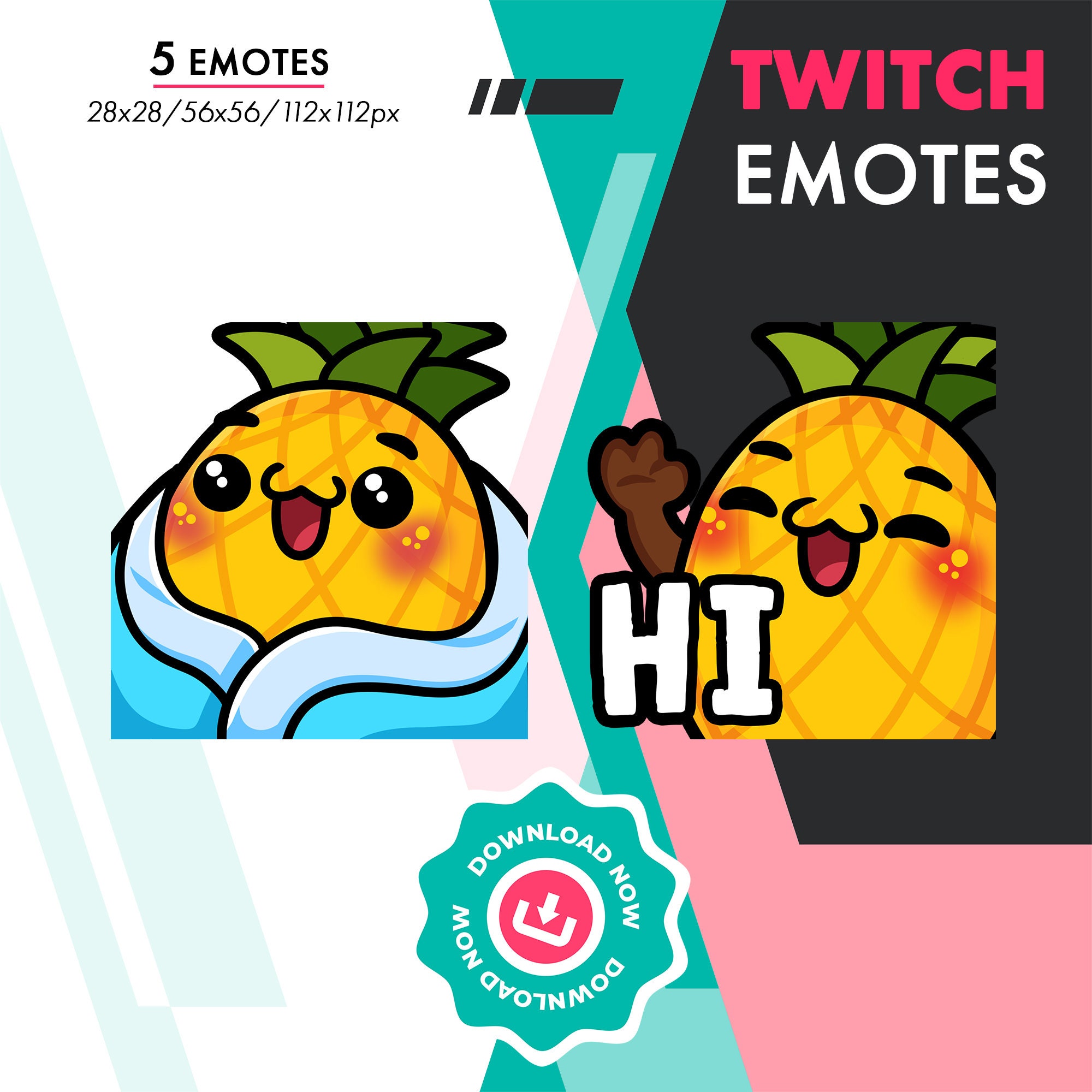 Twitch Pineapple Emote Pack, Cute 5 Fruit Hi, Rage, Blanket Emote Set ...