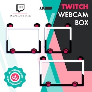 Twitch Webcam Overlay | Panda Stream Overlay | Twitch Youtube Discord Cartoon Panda Camera Box