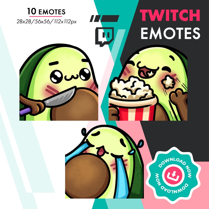 Twitch Avocado Emote Pack Cartoon Avocado Sip Cozy Blanket Etsy