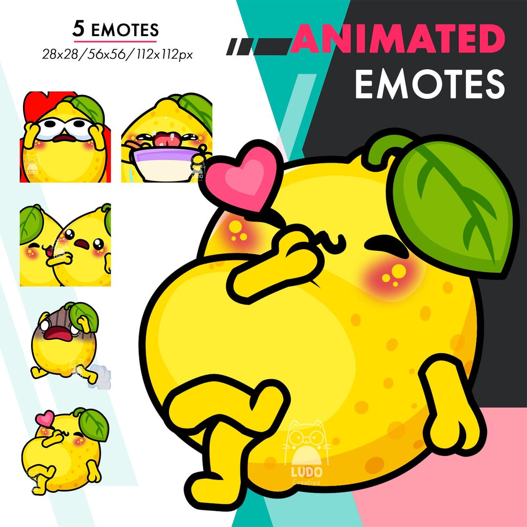 Lemon Emotes Animated Lemon Emotes Pack 6, 5 Cute Lemon Hug, Kiss, Elmo Fire Emote ...
