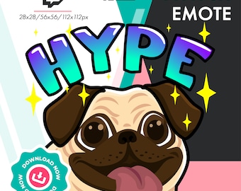Twitch Pug Emote | Cute Hype Emote for Twitch Youtube Discord Streamers
