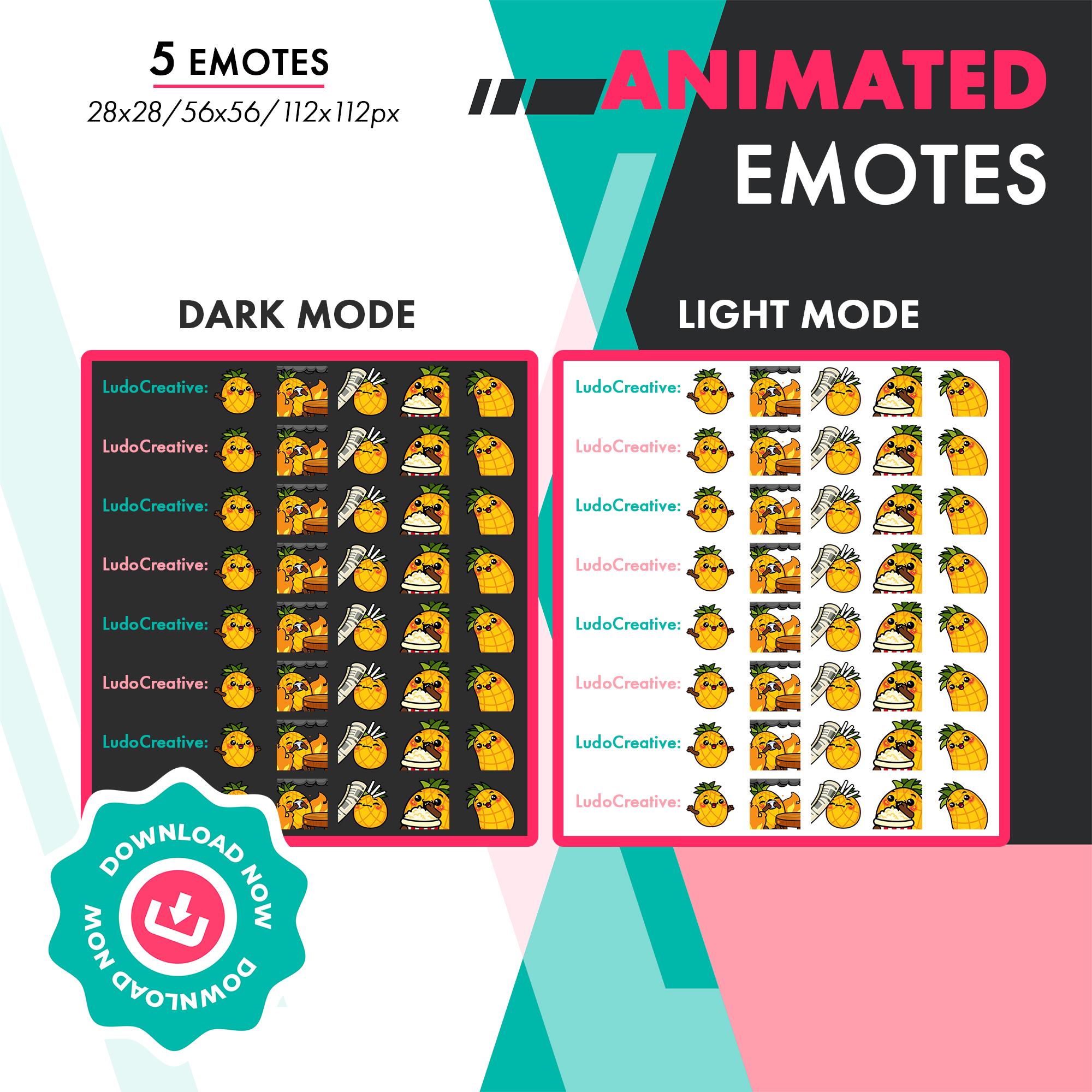 Animated Pineapple Emotes Pack, 5 Cute Fruit Wiggle, Bonk, Dance Emote ...