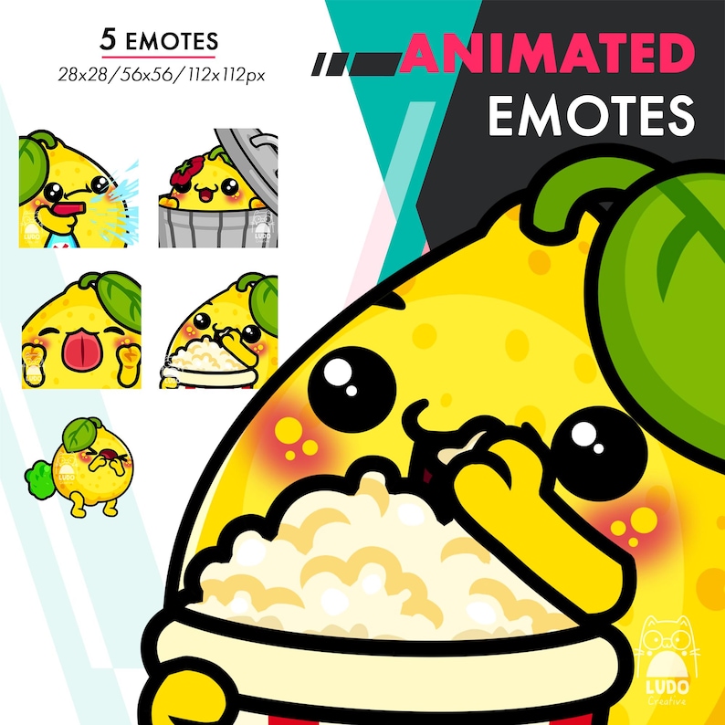 Lemon Emotes Animated Lemon Emotes Pack 5, 5 Cute Spray Bottle, Lick, Fart Emote Set ...