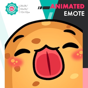 Animowana emotka ziemniaka, słodka emotka lizania ziemniaka dla Twitch Youtube Discord Kick Streamers