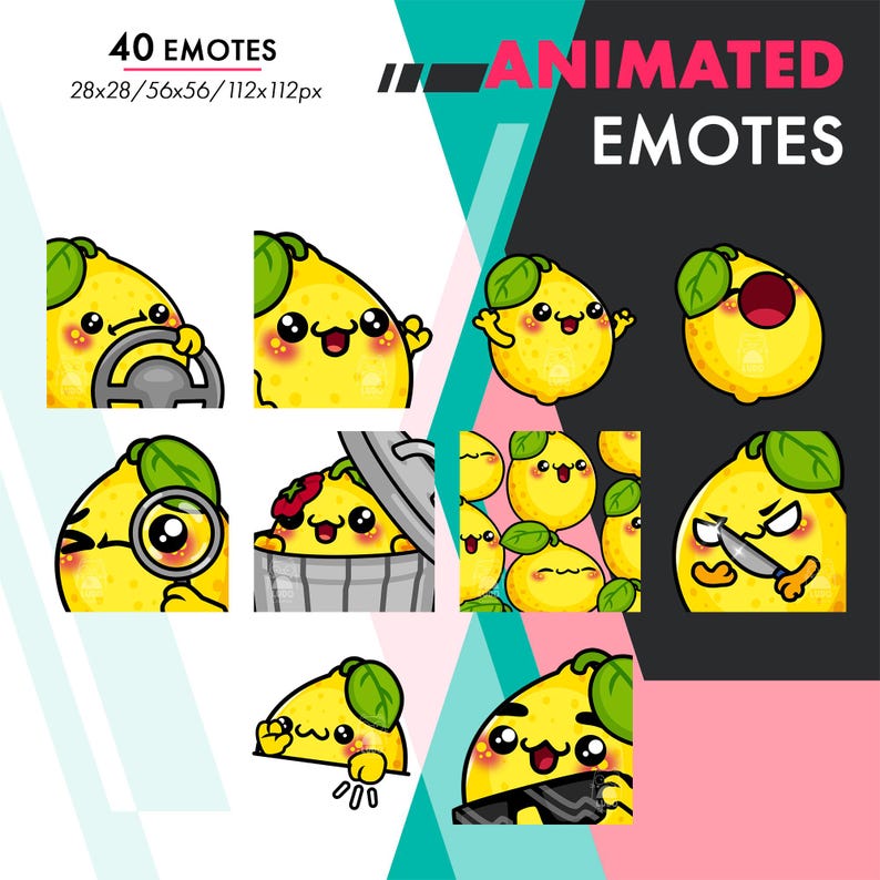 Lemon Emotes 40 Animated Lemon Emotes Pack, Mega Fruit Wiggle, POP, Raid GIF Set for ...