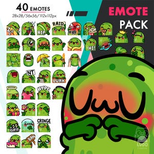 40 Pickle Emote Pack, Mega Cute Cucumber Hype, Rip, Raid Static Emote Set for Twitch, Youtube, Discord, Kick Streamers
