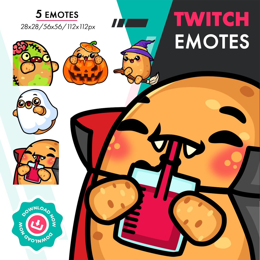 Halloween Potato Emote Pack, Cute 5 Zombie, Ghost, Pumpkin Potato Emote ...