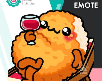 Animated Chicken Nugget Wine Emote, Cute Fried Chicken Chilling Emote For Twitch Youtube Discord Kick Streamers