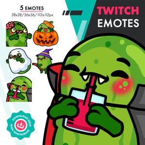 Halloween Pickle Emote Pack, Cute 5 Zombie, Ghost, Pumpkin Pickle Emote Set for Twitch Streamers