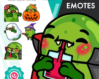 Halloween Pickle Emote Pack, Cute 5 Zombie, Ghost, Pumpkin Pickle Emote Set for Twitch Streamers
