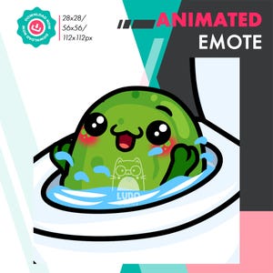 Animated Pickle Toilet Emote, Cute Cucumber Flush Emote For Twitch Youtube Discord Kick Streamers