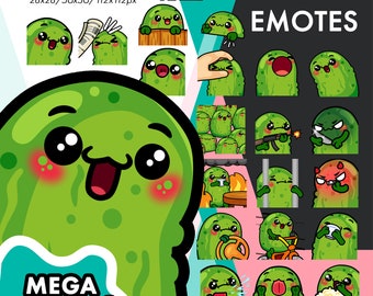 Mega Animierte Pickle Emotes Pack, 20 süße Gherkin Wiggle, Lecken, Messer Emote Set für Twitch Streamer