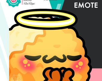Animated Chicken Nugget Halo Emote, Cute Angel Fried Chicken Praying Emote For Twitch Youtube Discord Kick Streamers