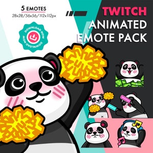 Pack de emoticones de panda animados: 5 emoticones de oso panda para streamers de Twitch