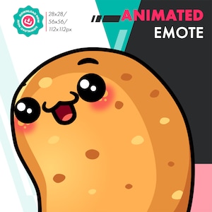 Geanimeerde bobble-emote, schattige Potato Wiggle-emote voor Twitch Youtube Discord Kick-streamers