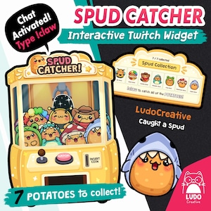 Interaktiv Twitch-widget, StreamElements potatischattspel, potatisfångarens klomaskin, chattaktiverad