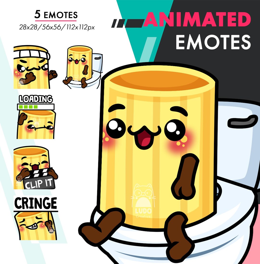 Animated Pasta Emotes Pack 4, 5 Rigatoni Toilet, Cringe, Loading GIF ...