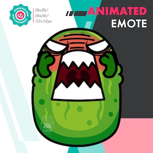 Animated Pickle Rage Emote, Cute Gherkin Angry Emote for Twitch Youtube ...