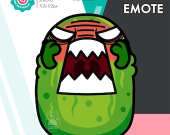 Animated Pickle Rage Emote, Cute Gherkin Angry Emote For Twitch Youtube Discord Kick Streamers