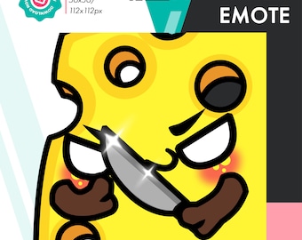 Animated Cheese Knife Emote, Cute Cheddar Slice Rage Emote for Twitch Streamers
