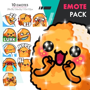 Kipnugget-emotebundel, 10 schattige Twitch Fried Chicken Rips, gezellige deken, hype-emoteset voor slingers